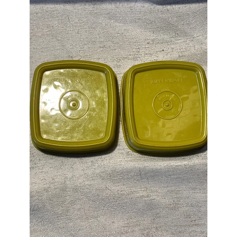 Vintage Tupperware Avocado Green Square Soap Dishes Set of 2